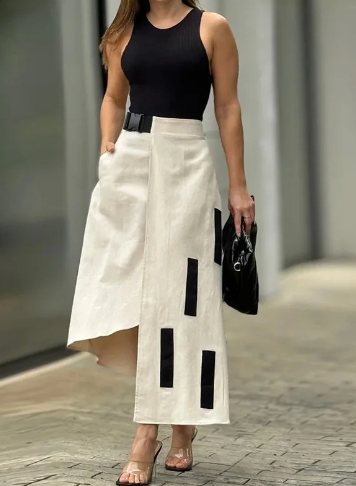 Modern Set - Cropped Top and Asymmetric Midi Skirt